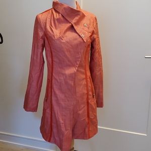 Denmark St Martin's Red Jacket Asymmetrical Button Fuchsia Pink Lining Coat